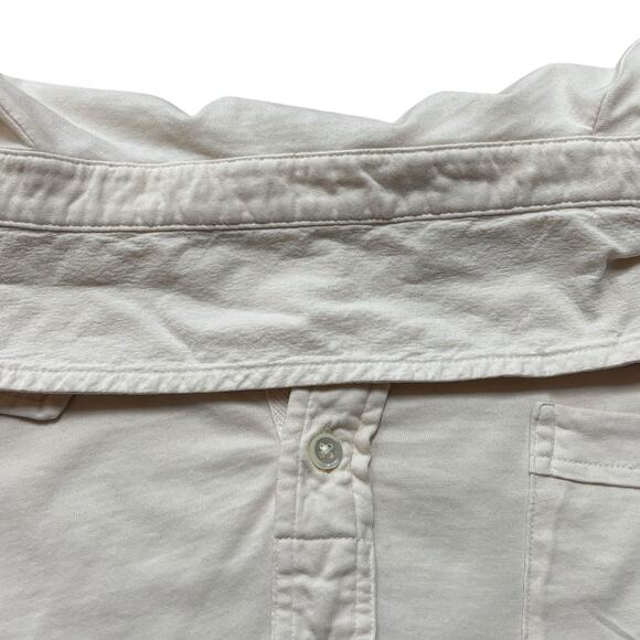 Billy Reid Polo Shirt Men's Medium Cream Off White Cotton Long Sleeve Casual - Picture 4 of 5